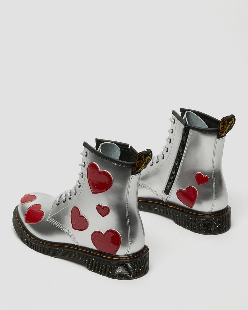 Dr Martens Youth 1460 Glitter Star Lak Blonder UpBoots Snørestøvler Børn Metal | DK 709YXF